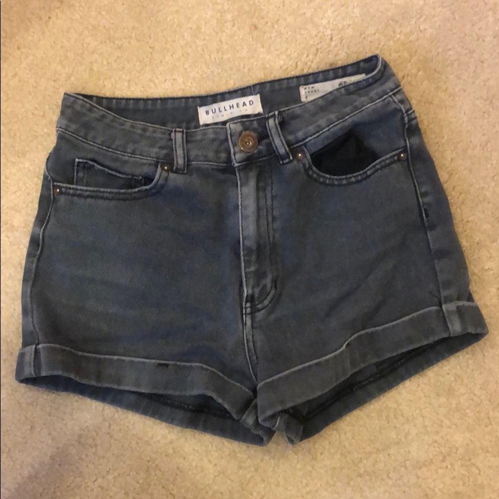 Black denim mom shorts